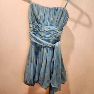 BCBGMAXAZRIA Silk Y2k green and gold strappless short party dress size 0